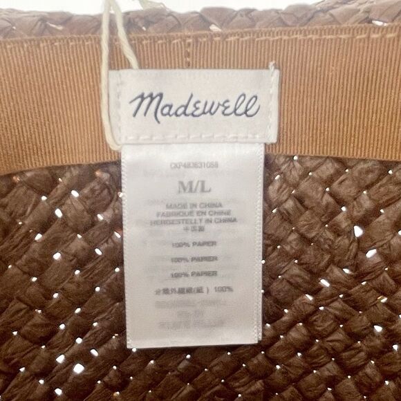 NWT Madewell Straw Hat Chocolate Brown Fedora Beach Boho Hat Women’s Size M/L main image 6